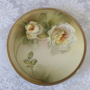 Vintage Hand Painted JHR 7.5” Gold Rimmed Plate